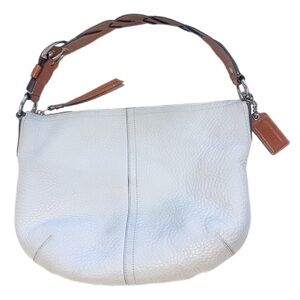 Coach Y2K 2008 Hobo Ivory Pebbled Grain Braided Leather Shoulder Bag F13107